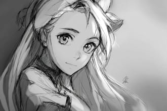 draw anime sketch colored for you