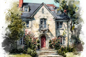 paint watercolor house portrait