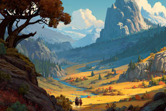 make an amazing stylized environment art, fantasy landscape