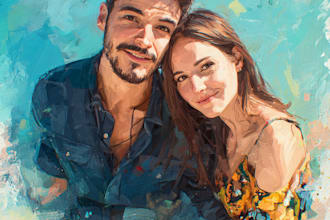 draw you anime couple art portrait