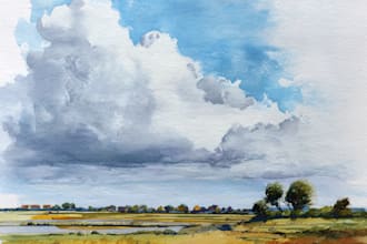 hand paint a watercolor or acrylic landscape