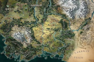 create a high quality detailed fantasy map for dnd and fiction