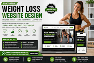 design weight loss website, health and fitness, leads generation landing page