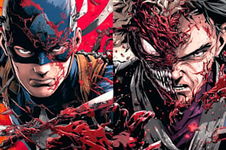 draw comic manga art artist, superhero comic illustration political cartoon gore
