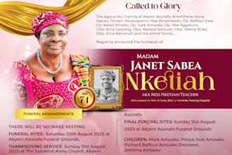 design a funeral poster, flyer, and brochure