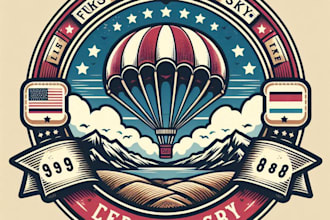 design high quality sky parachute vintage logo with t shirt design
