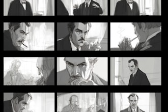 illustration comic page storyboard character design
