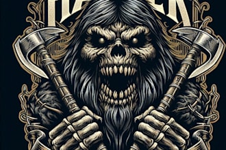 design high quality scary, horror, heavy, death metal logo with t shirt design