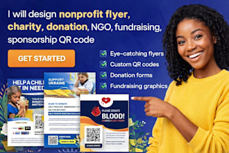 design charity flyer, nonprofit, donation, ngo, sponsorship qr code, fundraising