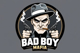 design super mafia smoking mascot logo in 24 hours