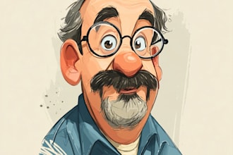 create funny cartoon character, caricature, logo, portrait