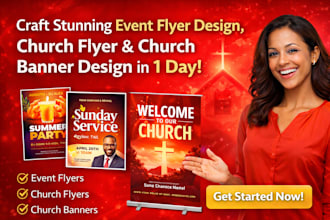 craft stunning event flyer design, church flyer qr code, church banner in 1day