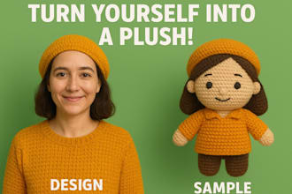 turn your photo to a custom plush toy, handmade stuffed plush crochet plushies