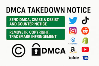 be your lawyer for copyright, IP infringement cases, and dmca takedown