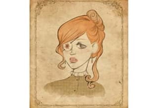 draw VINTAGE portrait semi realist and sepia toned