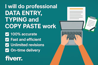 professional data entry, typing and copy paste work