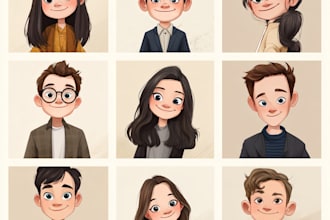 design animate character logo, cartoon portrait, avatar