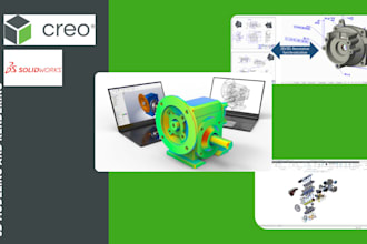 create 3d cad models and 2d drawings in creo and solidworks