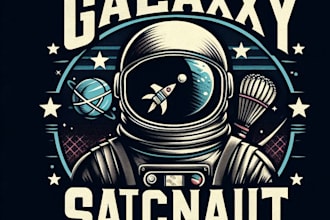 design high quality galaxy astronaut vintage logo with t shirt design
