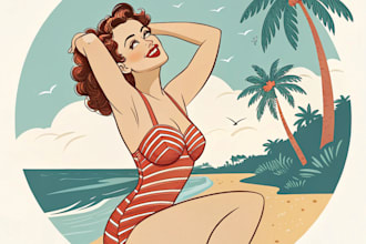 pin up girl and pin up girl illustration