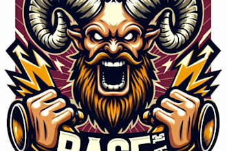 design high quality rage horn mascot logo with t shirt design