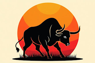 make eye catching angry bull head logo design for your business