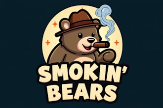 design high quality bear smoking logo with express delivery