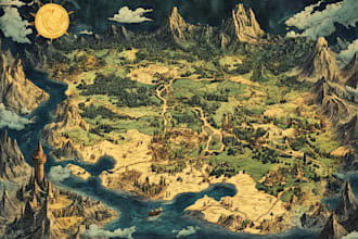 draw a fantasy map illustration