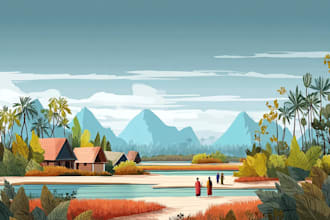 draw professional vector landscape illustration