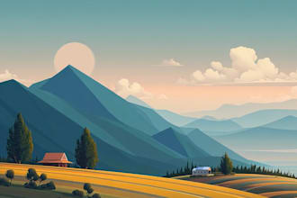 create stunning flat landscape illustrations for web, print