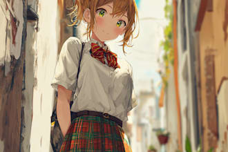 draw an anime character illustration for commercial use