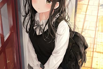 draw an anime character illustration for commercial use