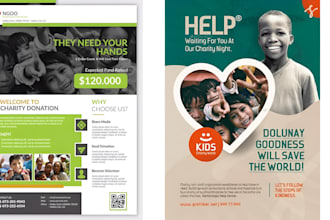 design charity flyer, fundraising flyer, door hanger, halloween christmas flyer