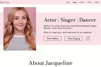 build squarespace actress website singer website teacher website coach website