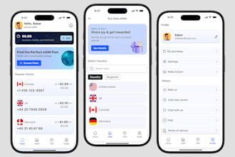 develop esim mobile app, esim website, automated esim app, voip app