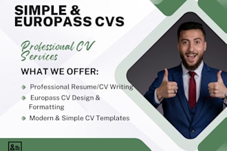 design a modern resume or europass CV for your career growth