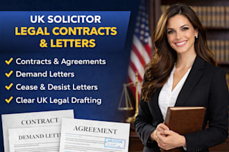 draft UK solicitor legal contracts, agreements, demand letters, cease and desist