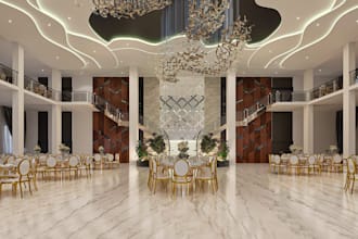 decorate 3d commercial wedding hall design, conference hall,concert hall,3ds max