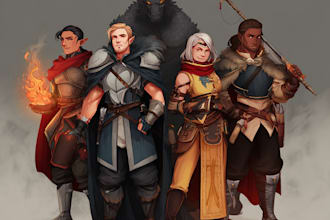 draw a dnd party character, illustration