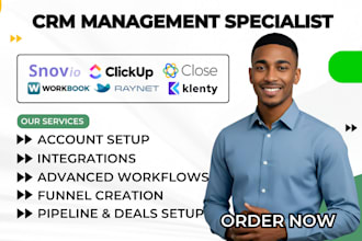 setup snov io clickup close gohighlevel raynet workbook klenty crm automation