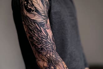 design tattoo artwork with full shading  and style