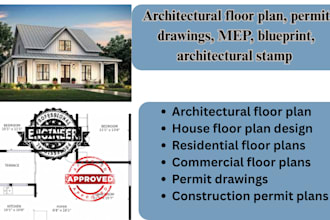 architectural floor plan, permit drawings, mep, blueprint, architectural stamp