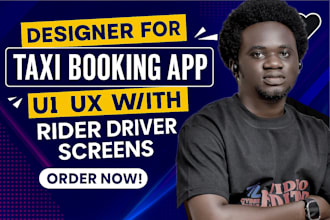 create professional taxi booking app UI UX with rider driver screens