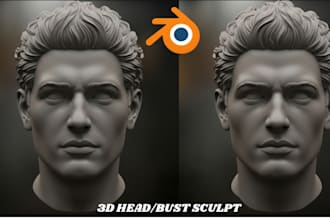 sculpt 3d realistic head, bust model, full body model face model for 3d printing