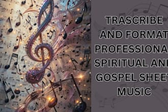 transcribe and format professional spiritual and gospel sheet music