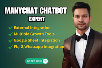 create manychat and uchat chatbot for your social media business
