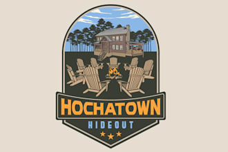 design perfect short term rental cabin in oklahoma logo
