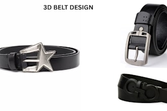 create 3d belt  jersey and buckle designs with photorealistic rendering