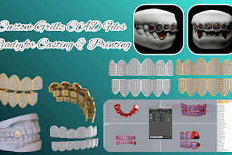 design custom grillz, hip hop grillz, and 3d cad grillz for 3d printing, renders