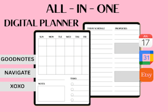 design hyperlinked digital planner, etsy digital product, digital journal